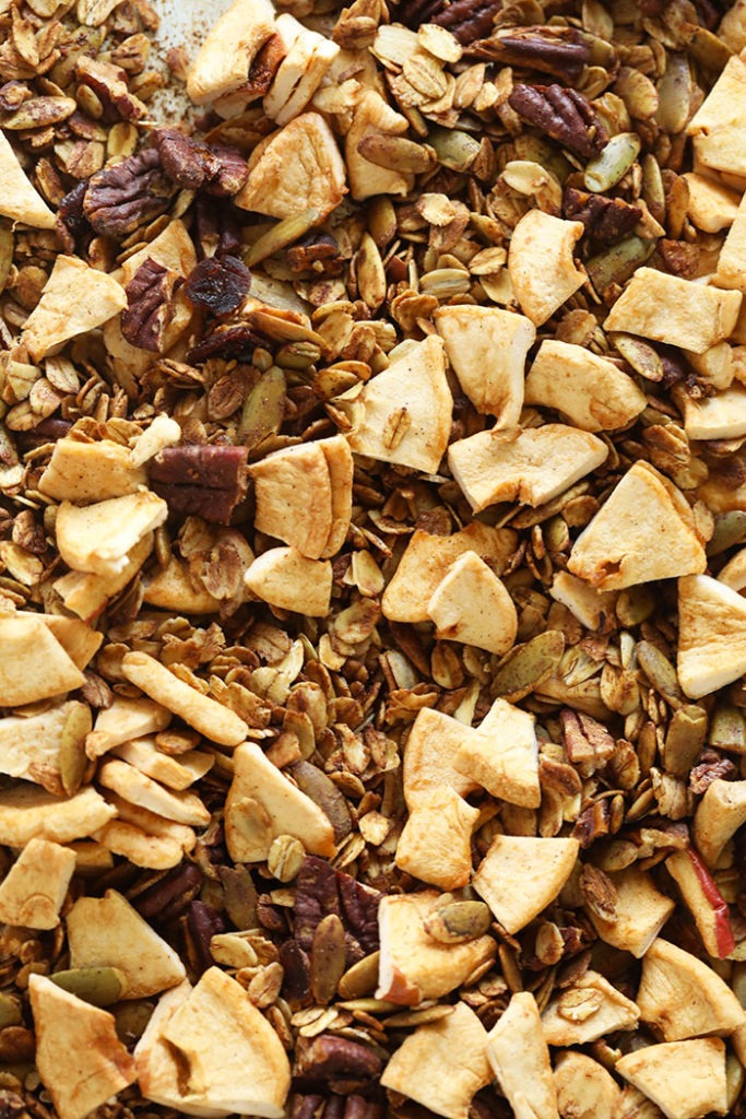 Granola on a baking sheet. 