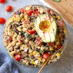 Make this light and refreshing quinoa salad recipe with ingredients you probably already have on hand! This flavorful Mexican salad is vegan and gluten-free, perfect for all. 
