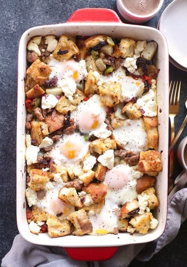 Italian egg bake in a casserole dish