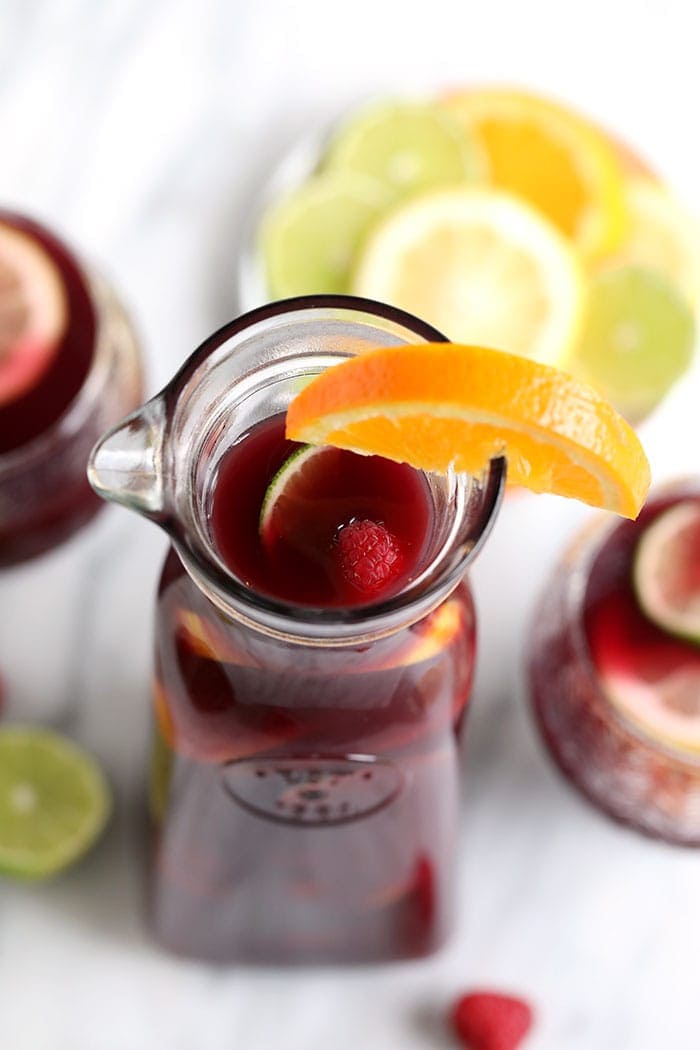 easy red wine sangria with orange slice