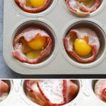 In less than 30 minutes you'll have these high-protein egg muffins prepped for the entire week! These bacon wrapped egg cups are made with just 2 ingredients and are gluten-free and paleo-friendly. Per 1 egg cup you get 9g protein, 0g carb, and 0g sugar!