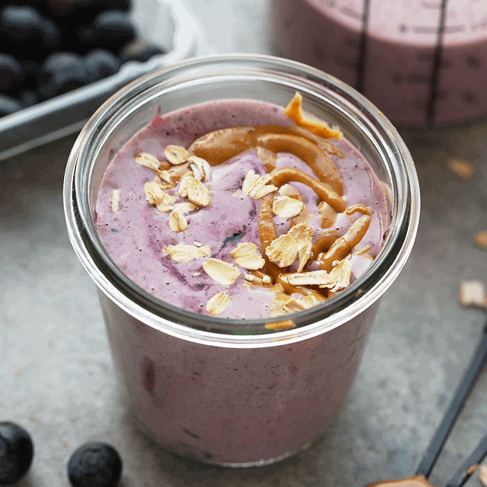 Peanut Butter and Jelly Protein Smoothie - Fit Foodie Finds