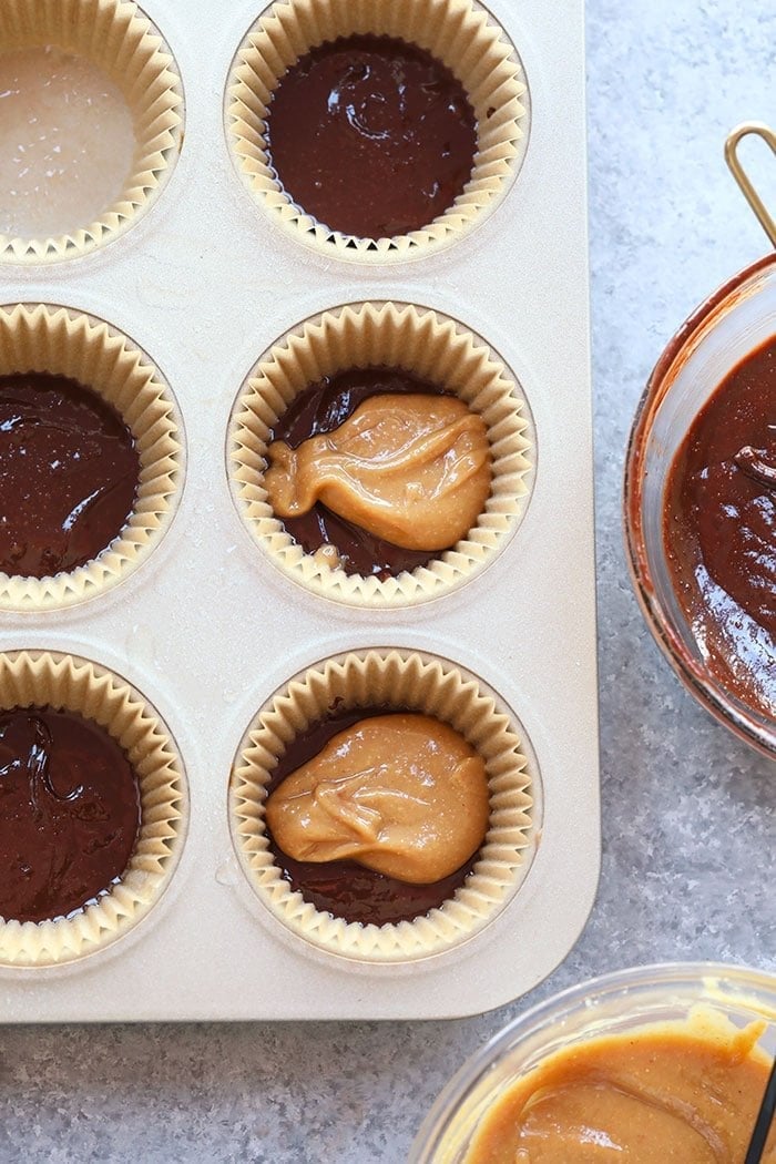 melted Chocolate and peanut butter in cups