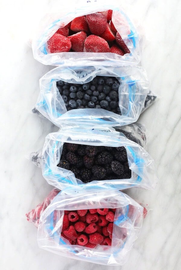 frozen berries in freezer safe bags
