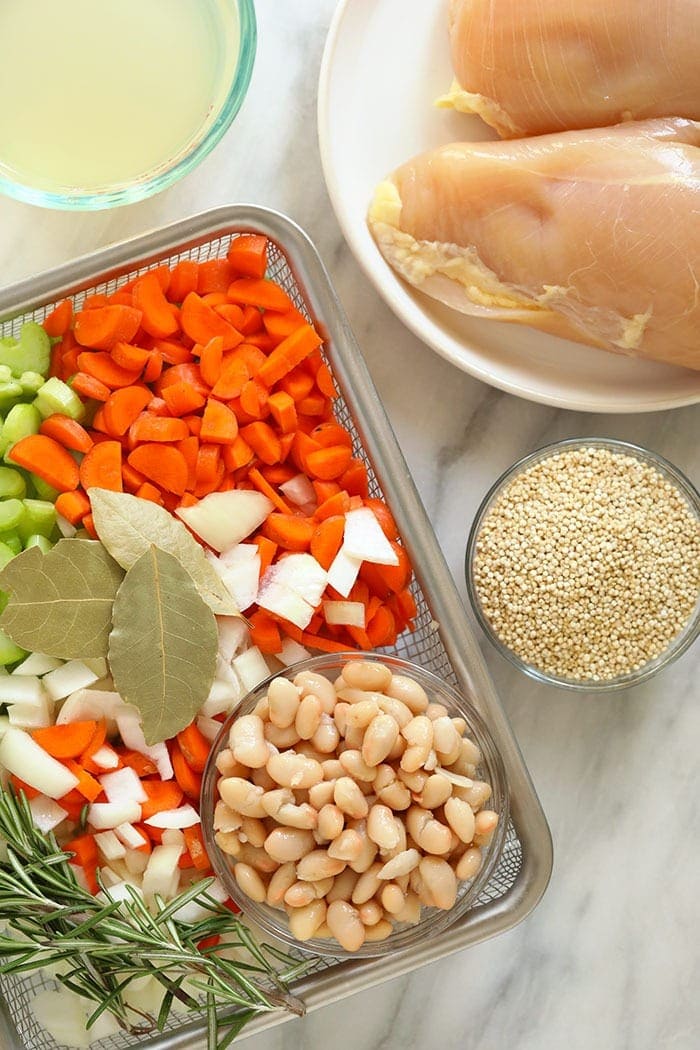 The healthy chicken soup that will make you feel better in an instant. Meet our amazing Chicken Quinoa Soup that's naturally gluten-free, protein-packed, and flavor-filled. chicken quinoa soup ingredients
