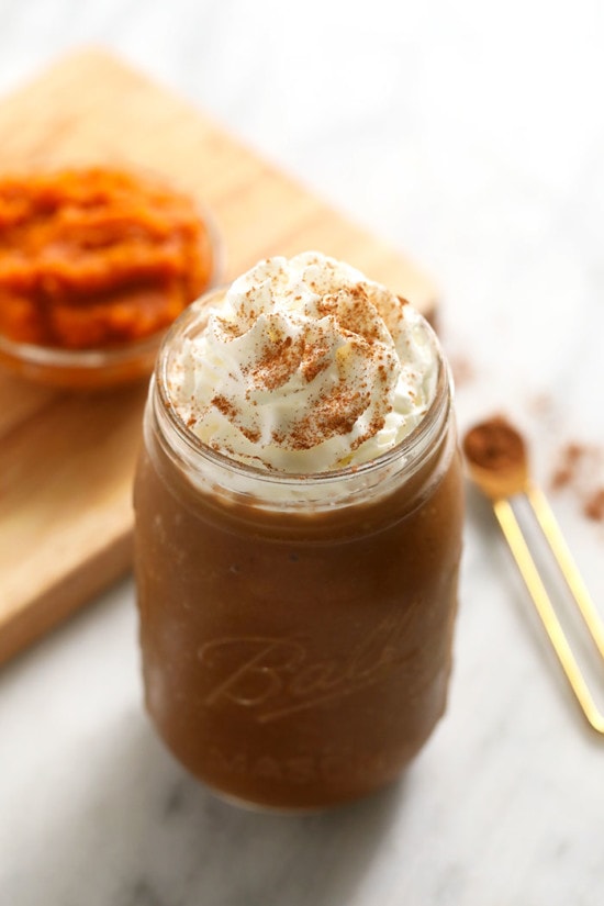 Pumpkin Smoothie (that tastes like a frozen latte!) - Fit Foodie Finds