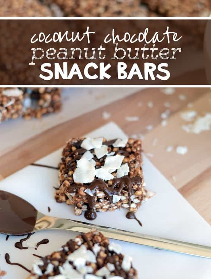Coconut Chocolate Peanut Butter Snack Bars - Fit Foodie Finds
