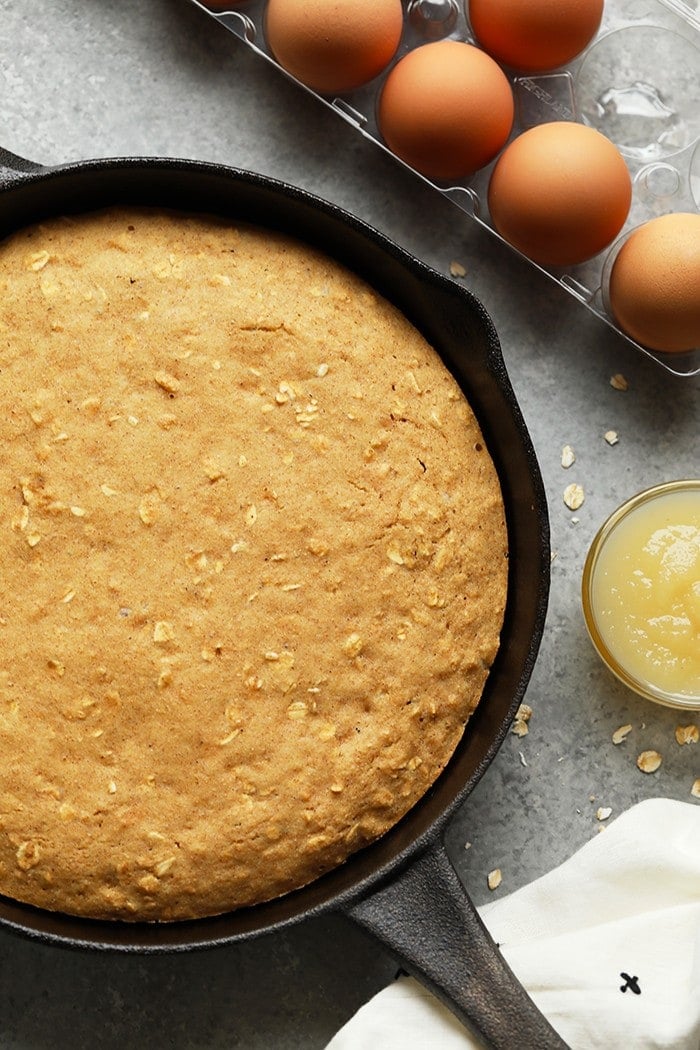 breakfast skillet with the applesauce pancake cake