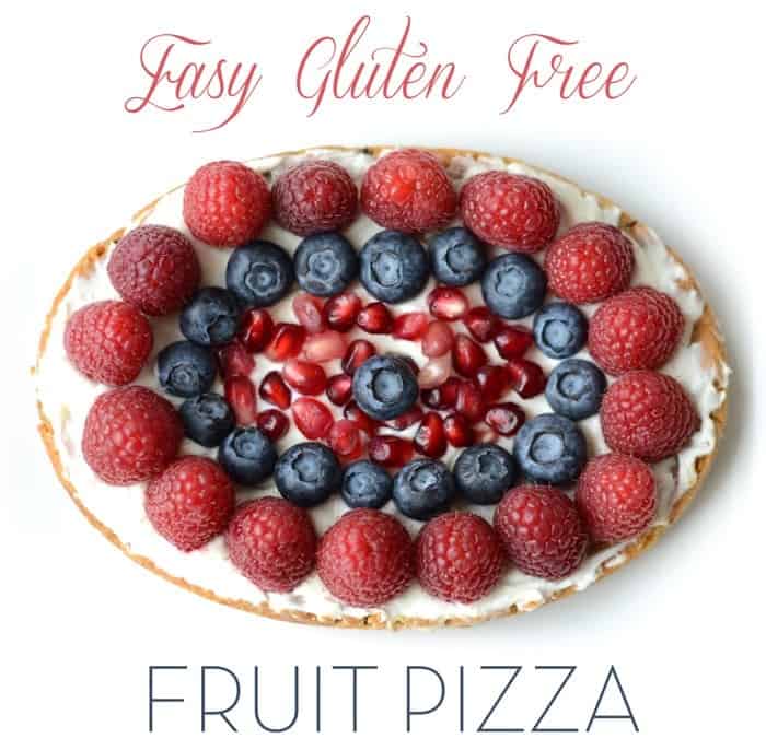Easy Gluten Free Chocolate Chip Cookie Fruit Pizza made with @Pillsbury GF Chocolate Chip Cookie Dough! #sponsored