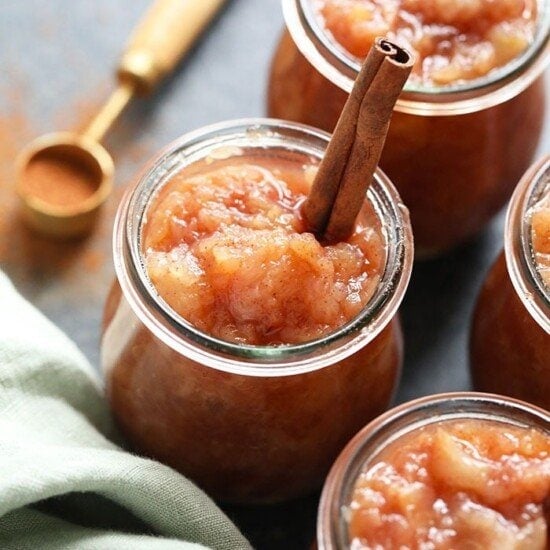 cinnamon crockpot applesauce in glass jars