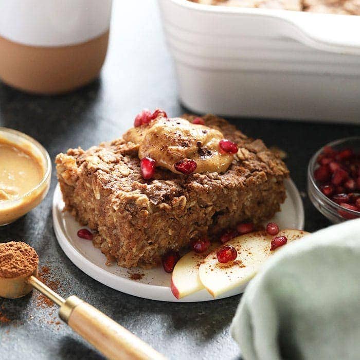 baked oatmeal on plate.