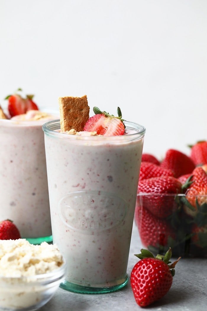 Strawberry Protein Shake (19g protein!) - Fit Foodie Finds