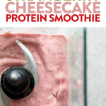 What's better than cheesecake for breakfast? NOTHING! You're going to love this Strawberry Cheesecake Protein Smoothie. It's made with just a few simple ingredients: frozen strawberries, bananas, vanilla protein powder, Greek yogurt, and almond milk. Don't forget to crush some graham crackers on top to really top off this healthy protein smoothie recipe!