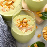 Peanut butter green smoothie in a glass