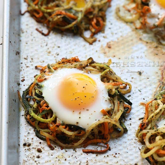 Roasted, Easy, Herby Spiralized Vegetables via Fit Foodie Finds