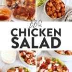 A compilation of bbq chicken salad variations.