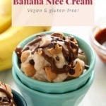 Cookie dough banana ice cream made with frozen bananas and chunks of cookie dough.