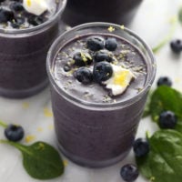Blueberry flax superfood smoothie in a cup