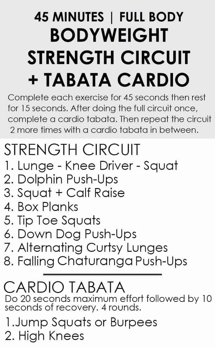 45 Minute Bodyweight Strength Circuit Workout Cardio