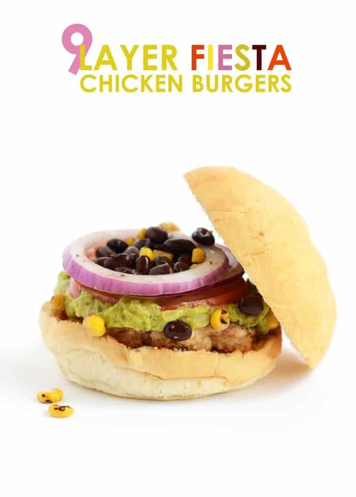 9 Layer Fiesta Chicken Burgers | FitFoodieFinds.com