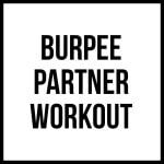 Partner workout utilizing arm dumbbells for burpe exercises.