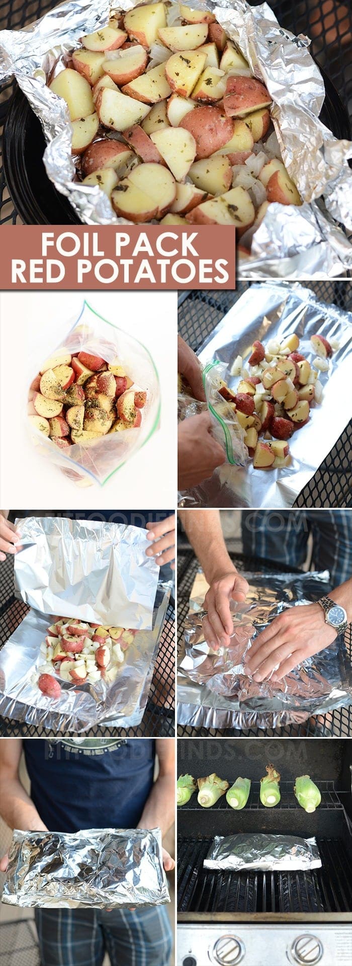 Foil Pack Grilled Red Potatoes Pinnable Image