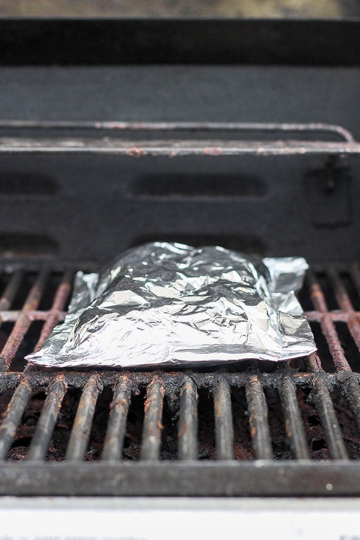 foil pack of potatoes on grill