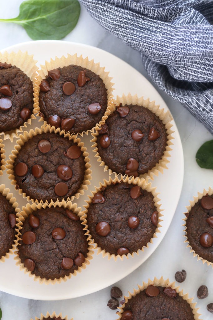 Spinach Chocolate Chocolate Chip Muffins (So healthy!) Fit Foodie Finds