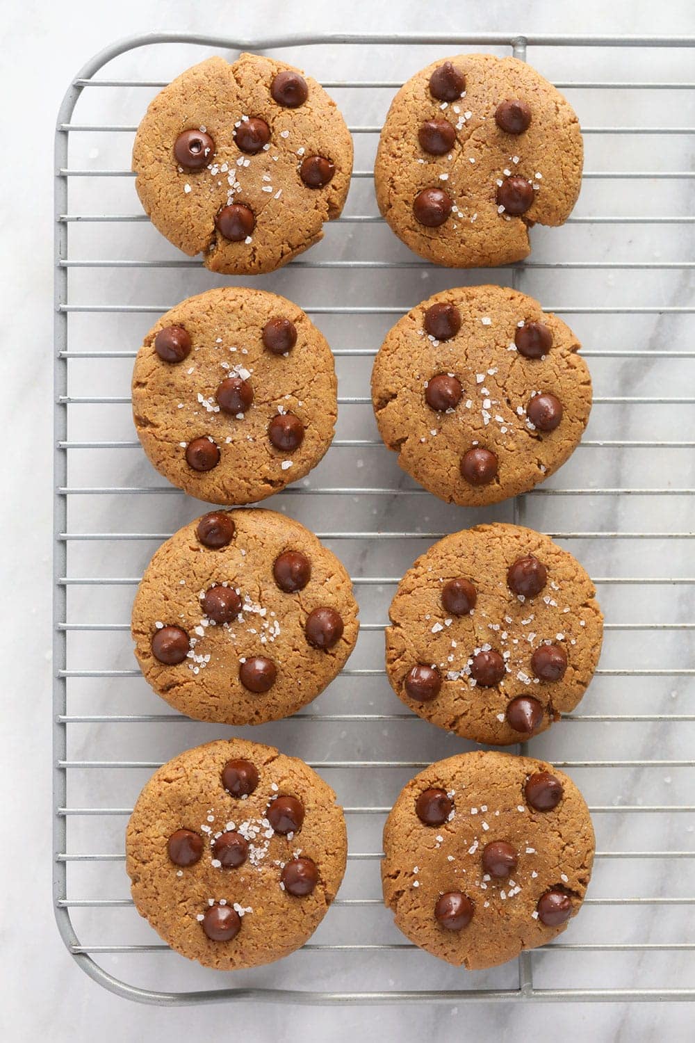 PB protein cookies on cooling rack