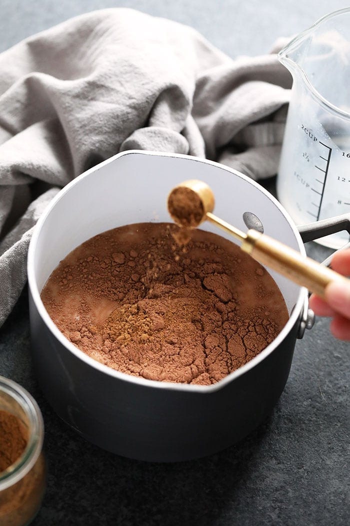 vegan chai hot chocolate ready to be mixed