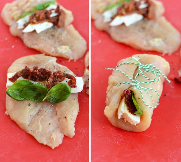 Caprese Stuffed Chicken Breasts with Garlic Zoodle Pasta #healthy