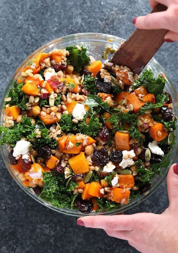 Roasted Butternut Squash Kale Salad