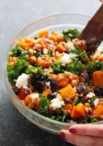 Farro salad in a bowl.