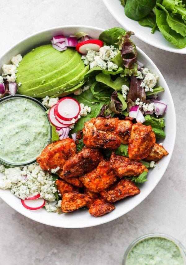 Sriracha Chicken Salad in a bowl