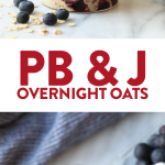These 6-ingredient peanut butter and jelly overnight oats are the perfect way to start off your morning! They're made with a peanut butter overnight oatmeal base and topped with your favorite jelly giving you tons of fiber, protein, and a whole lotta lovin'.