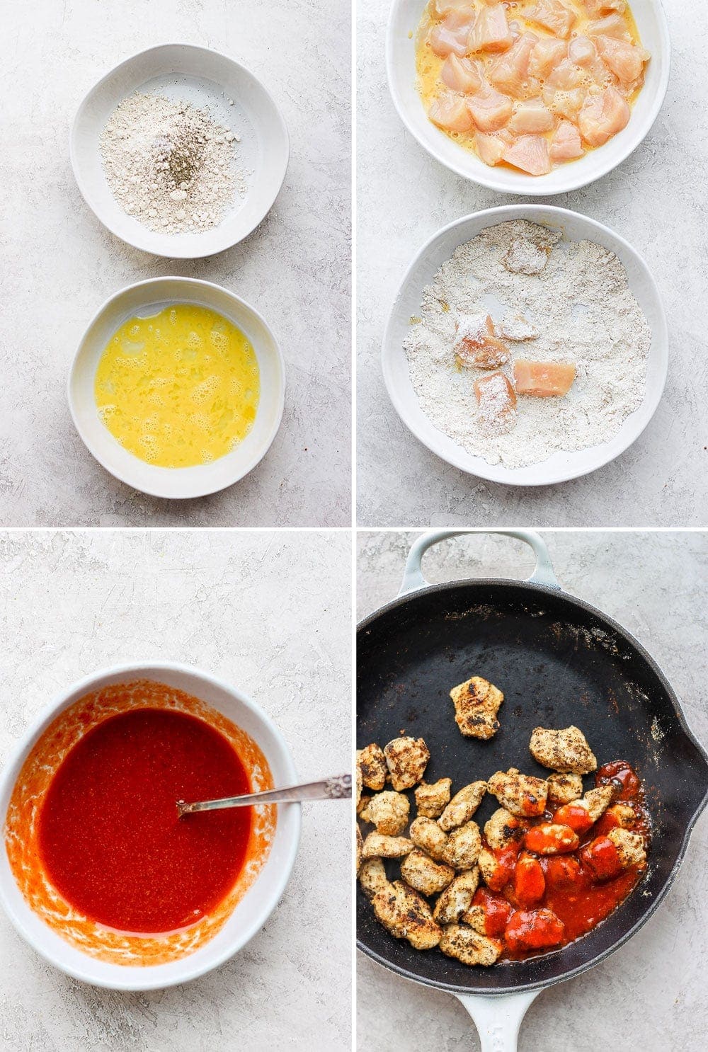 Breading chicken for the sriracha chicken salad 