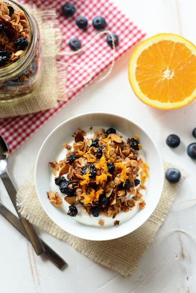 Blueberry Orange Granola (Perfectly Crispy!) - Fit Foodie Finds