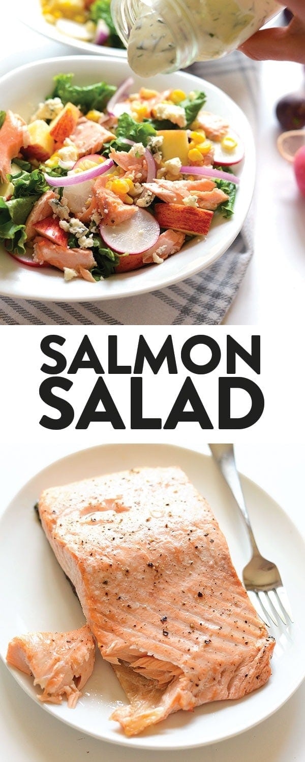 Fresh Salmon Salad with Greek Yogurt Dressing - Fit Foodie Finds