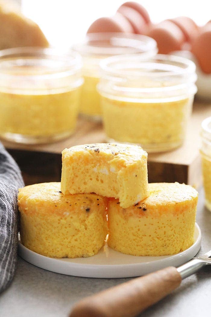 sous vide egg bites in a stack