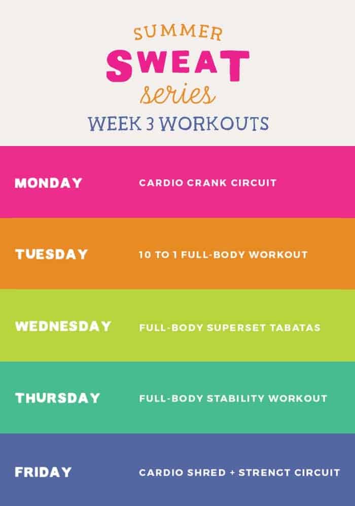 It's week 3 of the Summer SWEAT Series. Check out both your fitness and nutrition plan from Fit Foodie Finds and Ambitious Kitchen. #SummerSWEATSeries