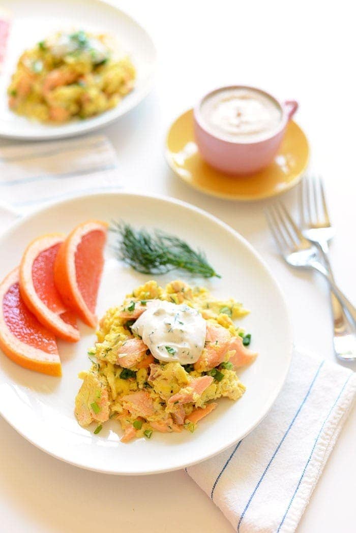 salmon scramble on plate