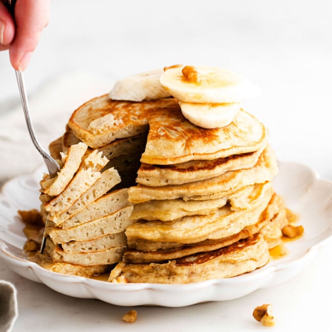 Vegan Banana Pancakes (with whole wheat flour!) - Fit Foodie Finds