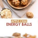 A plate of apricot and apple energy balls on a plate.