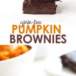 A stack of paleo pumpkin brownies with a fork.
