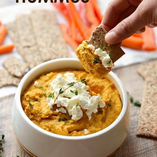 Bowl of sweet potato hummus.