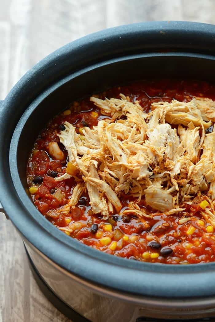 chicken enchilada soup in the slow cooker