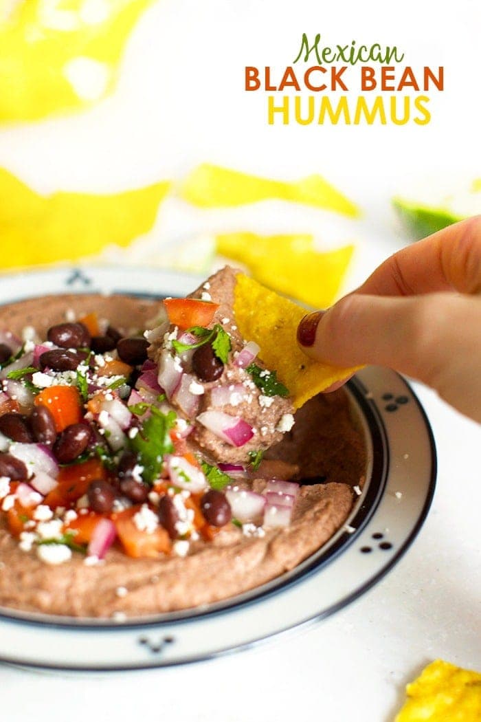 mexican black bean hummus in a bowl