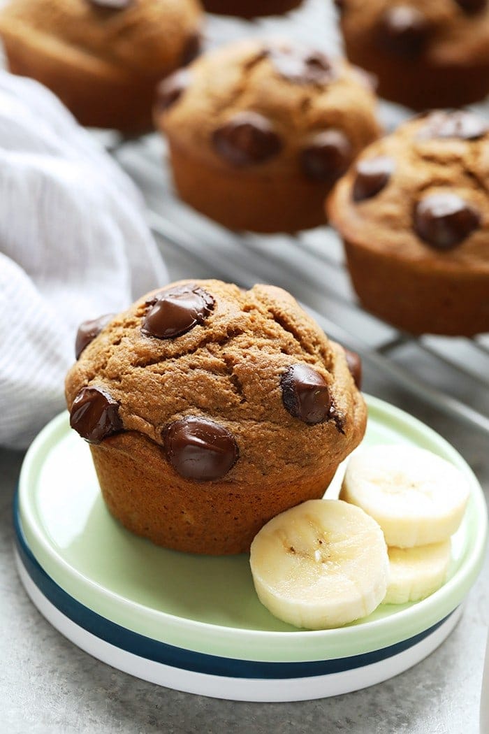 Muffin on a plate.