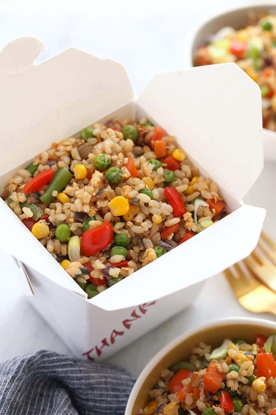 Fried rice in a take out container