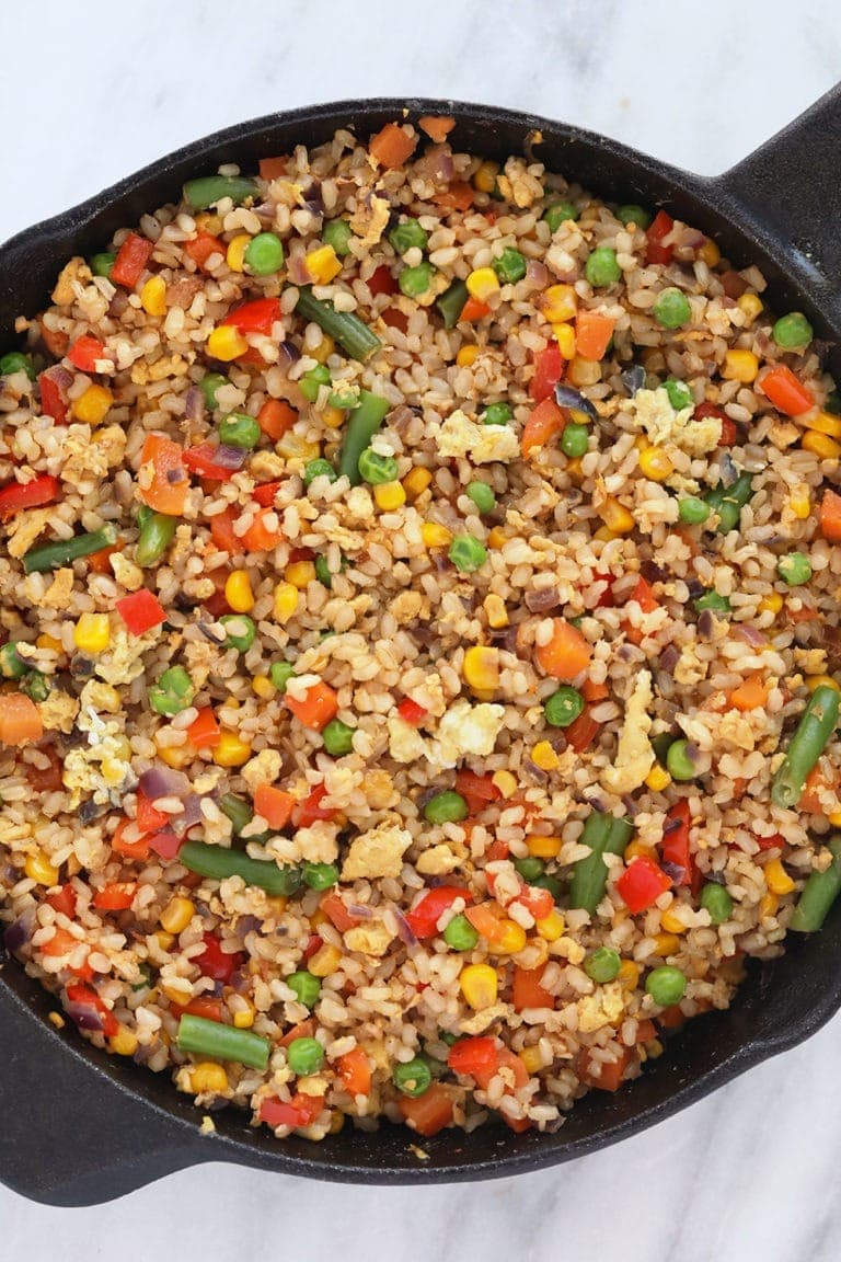 Easy Fried Rice Recipe (Vetarian + Healthy!) - Fit Foodie Finds